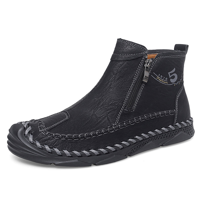 ⏰Clearance Sale-70%OFF🔥Men's Leather Ankle Boots, Hand-Stitched Lace-Up Chukka Boots, Vintage Casual Non-Slip Flats, Arch Support Loafers for Hiking, Walking, Driving