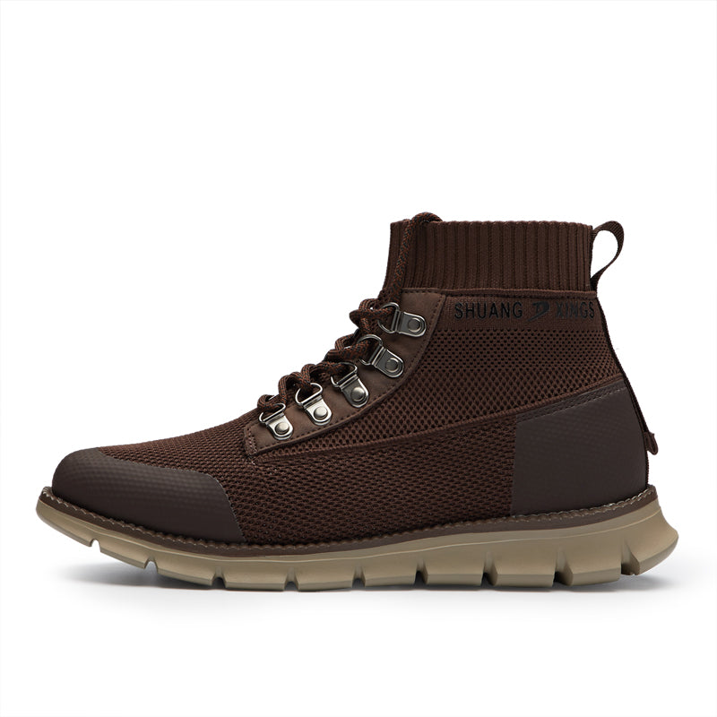 ⏰LAST DAY - 50% OFF🛒 Men’s Lightweight Knit Mid-Top Boots – Stretch Collar & Supportive Sole for Outdoor and Casual Wear
