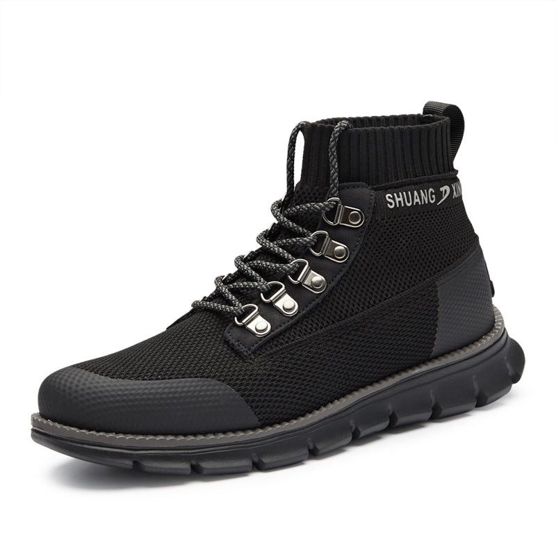 ⏰LAST DAY - 50% OFF🛒 Men’s Lightweight Knit Mid-Top Boots – Stretch Collar & Supportive Sole for Outdoor and Casual Wear