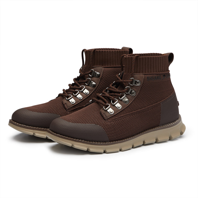 ⏰LAST DAY - 50% OFF🛒 Men’s Lightweight Knit Mid-Top Boots – Stretch Collar & Supportive Sole for Outdoor and Casual Wear
