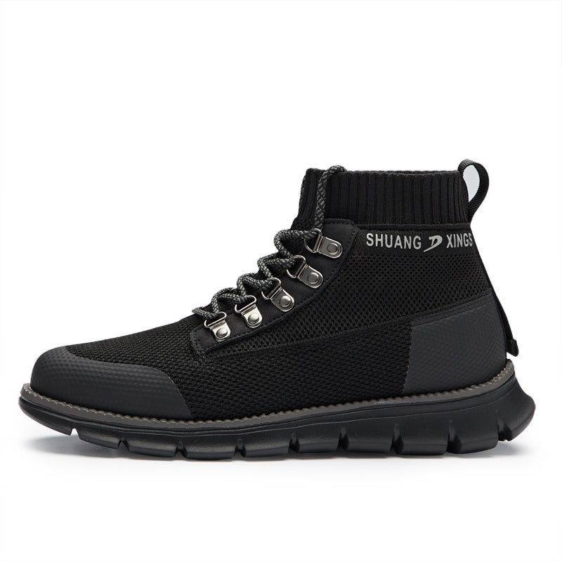 ⏰LAST DAY - 50% OFF🛒 Men’s Lightweight Knit Mid-Top Boots – Stretch Collar & Supportive Sole for Outdoor and Casual Wear