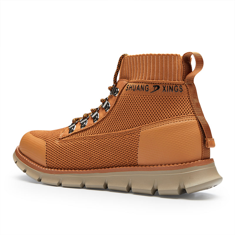 ⏰LAST DAY - 50% OFF🛒 Men’s Lightweight Knit Mid-Top Boots – Stretch Collar & Supportive Sole for Outdoor and Casual Wear
