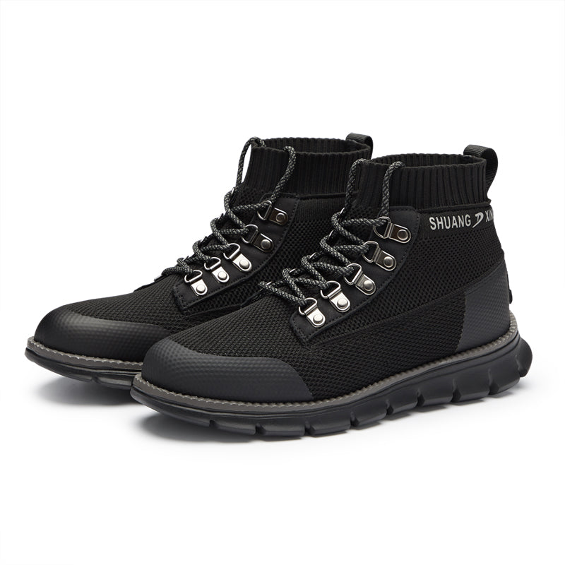 ⏰LAST DAY - 50% OFF🛒 Men’s Lightweight Knit Mid-Top Boots – Stretch Collar & Supportive Sole for Outdoor and Casual Wear