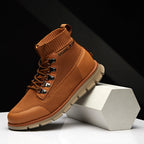 ⏰LAST DAY - 50% OFF🛒 Men’s Lightweight Knit Mid-Top Boots – Stretch Collar & Supportive Sole for Outdoor and Casual Wear