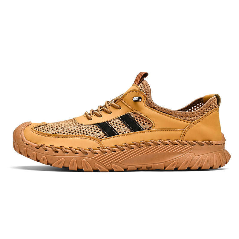 ⏰Limited Time 50% OFF🛒  Men's Slip-On Orthopedic Leather Hiking Shoes – Breathable Mesh, Durable Rubber Sole, Lightweight & Supportive