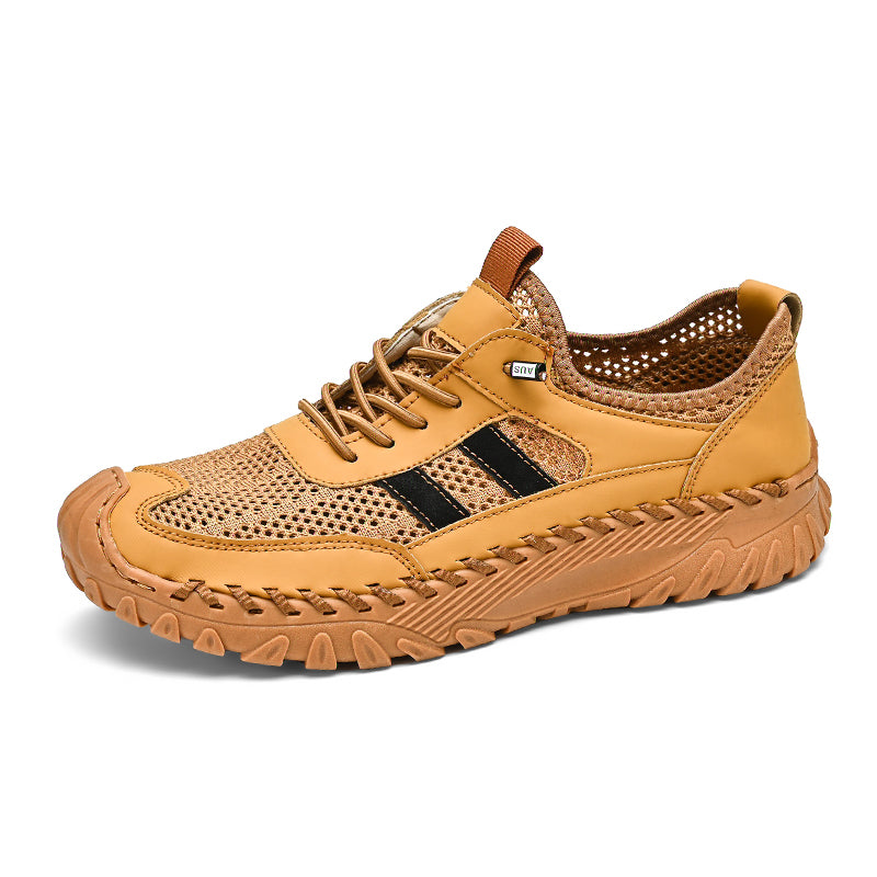 ⏰Limited Time 50% OFF🛒  Men's Slip-On Orthopedic Leather Hiking Shoes – Breathable Mesh, Durable Rubber Sole, Lightweight & Supportive