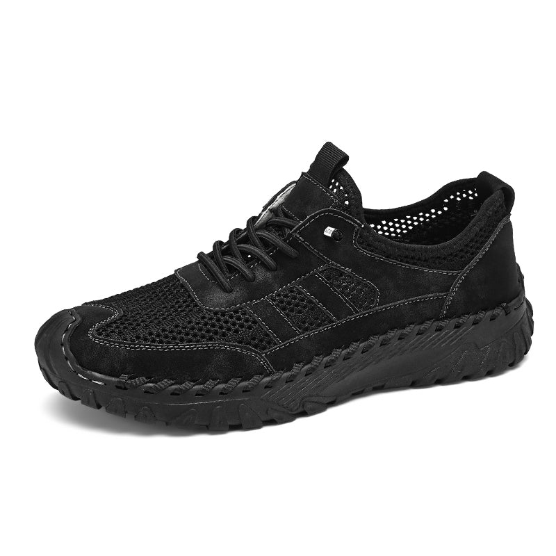 ⏰Limited Time 50% OFF🛒  Men's Slip-On Orthopedic Leather Hiking Shoes – Breathable Mesh, Durable Rubber Sole, Lightweight & Supportive