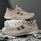 ⏰Limited Time 50% OFF🛒  Men's Slip-On Orthopedic Leather Hiking Shoes – Breathable Mesh, Durable Rubber Sole, Lightweight & Supportive