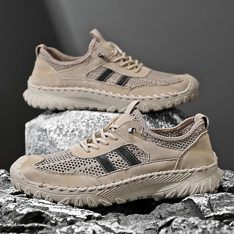 ⏰Limited Time 50% OFF🛒  Men's Slip-On Orthopedic Leather Hiking Shoes – Breathable Mesh, Durable Rubber Sole, Lightweight & Supportive