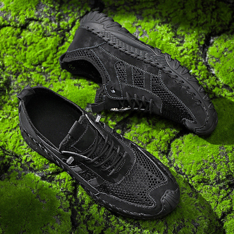 ⏰Limited Time 50% OFF🛒  Men's Slip-On Orthopedic Leather Hiking Shoes – Breathable Mesh, Durable Rubber Sole, Lightweight & Supportive