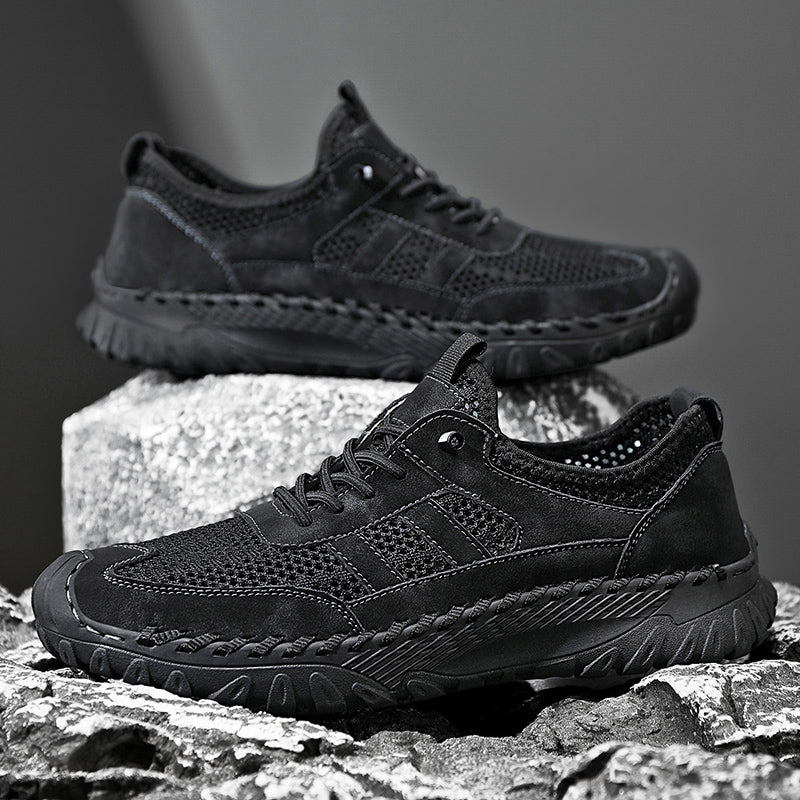 ⏰Limited Time 50% OFF🛒  Men's Slip-On Orthopedic Leather Hiking Shoes – Breathable Mesh, Durable Rubber Sole, Lightweight & Supportive