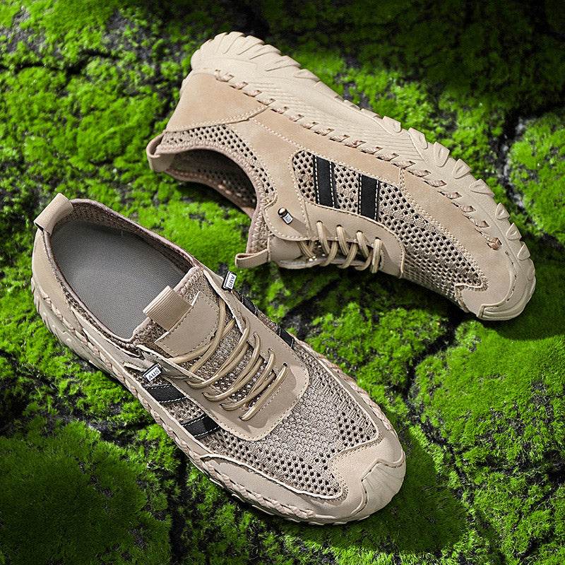 ⏰Limited Time 50% OFF🛒  Men's Slip-On Orthopedic Leather Hiking Shoes – Breathable Mesh, Durable Rubber Sole, Lightweight & Supportive