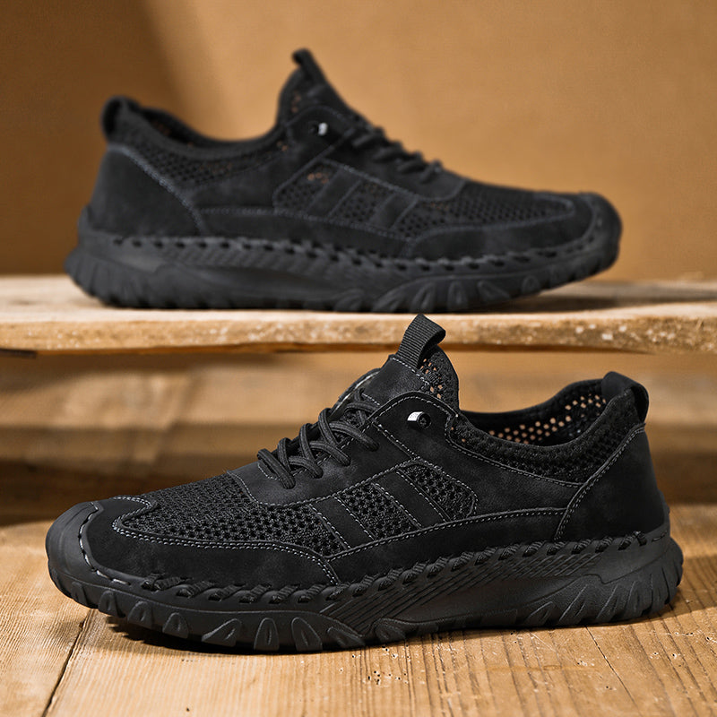 ⏰Limited Time 50% OFF🛒  Men's Slip-On Orthopedic Leather Hiking Shoes – Breathable Mesh, Durable Rubber Sole, Lightweight & Supportive