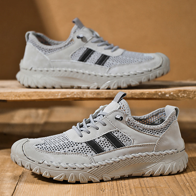 ⏰Limited Time 50% OFF🛒  Men's Slip-On Orthopedic Leather Hiking Shoes – Breathable Mesh, Durable Rubber Sole, Lightweight & Supportive