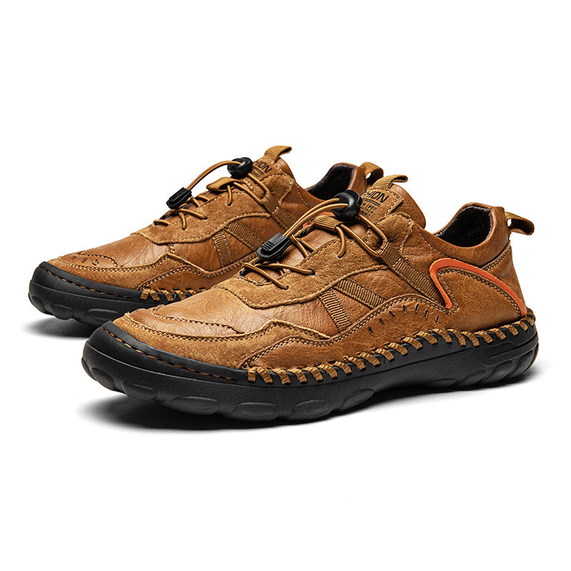 (⏰Clearance Sale-70%OFF🔥)Men's Premium Leather Walking Shoes with Arch Support, Hand-Sewn Casual Driving Shoes, Soft Non-Slip Outdoor Loafers, Easy Lace-Up, Comfortable and Durable