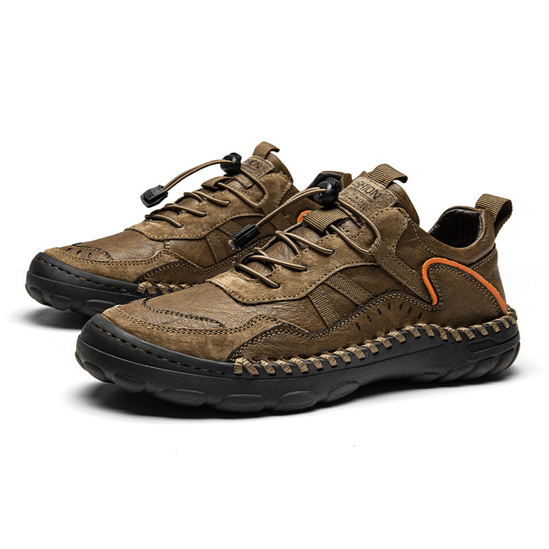 (⏰Clearance Sale-70%OFF🔥)Men's Premium Leather Walking Shoes with Arch Support, Hand-Sewn Casual Driving Shoes, Soft Non-Slip Outdoor Loafers, Easy Lace-Up, Comfortable and Durable