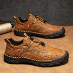 (⏰Clearance Sale-70%OFF🔥)Men's Premium Leather Walking Shoes with Arch Support, Hand-Sewn Casual Driving Shoes, Soft Non-Slip Outdoor Loafers, Easy Lace-Up, Comfortable and Durable