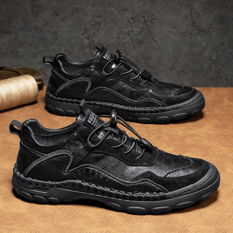 (⏰Clearance Sale-70%OFF🔥)Men's Premium Leather Walking Shoes with Arch Support, Hand-Sewn Casual Driving Shoes, Soft Non-Slip Outdoor Loafers, Easy Lace-Up, Comfortable and Durable