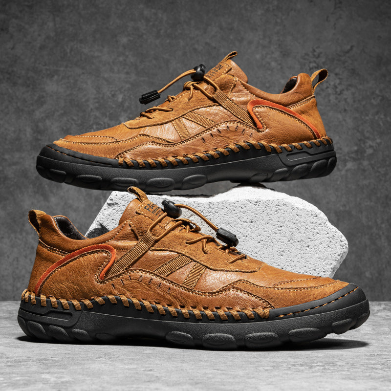 (⏰Clearance Sale-70%OFF🔥)Men's Premium Leather Walking Shoes with Arch Support, Hand-Sewn Casual Driving Shoes, Soft Non-Slip Outdoor Loafers, Easy Lace-Up, Comfortable and Durable