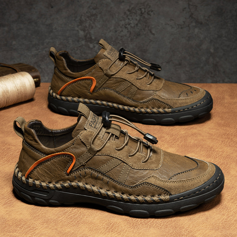 (⏰Clearance Sale-70%OFF🔥)Men's Premium Leather Walking Shoes with Arch Support, Hand-Sewn Casual Driving Shoes, Soft Non-Slip Outdoor Loafers, Easy Lace-Up, Comfortable and Durable