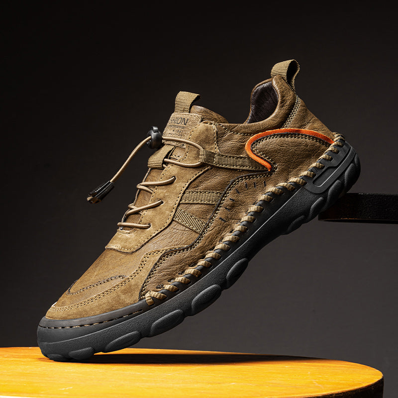 (⏰Clearance Sale-70%OFF🔥)Men's Premium Leather Walking Shoes with Arch Support, Hand-Sewn Casual Driving Shoes, Soft Non-Slip Outdoor Loafers, Easy Lace-Up, Comfortable and Durable