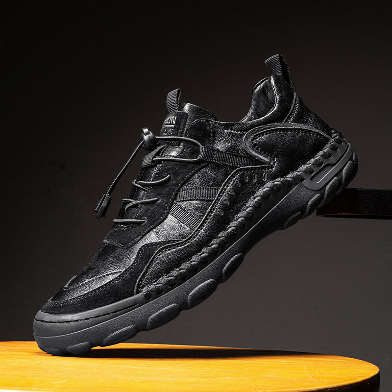 (⏰Clearance Sale-70%OFF🔥)Men's Premium Leather Walking Shoes with Arch Support, Hand-Sewn Casual Driving Shoes, Soft Non-Slip Outdoor Loafers, Easy Lace-Up, Comfortable and Durable