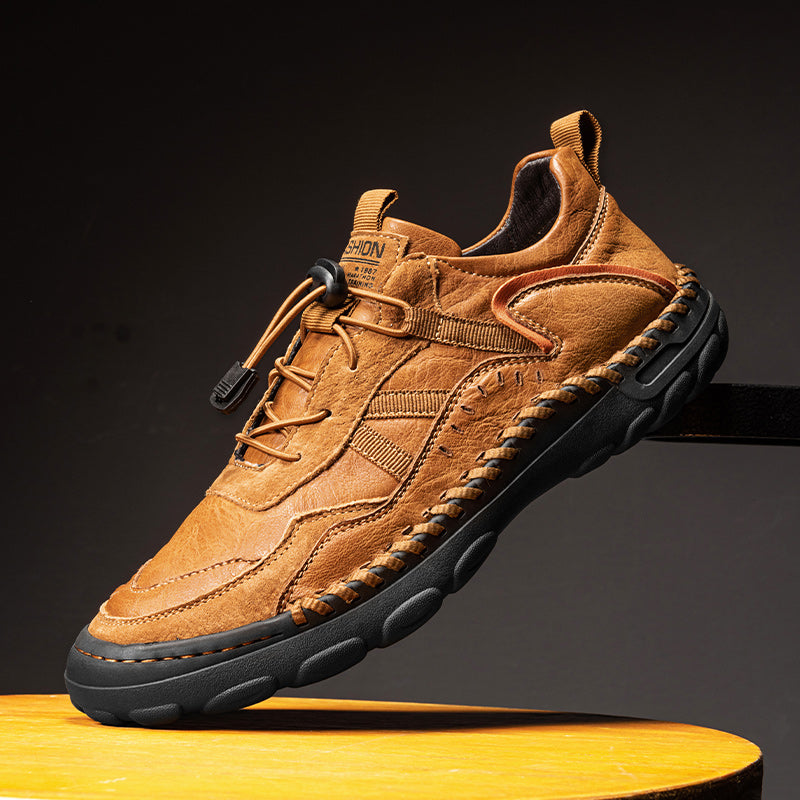 (⏰Clearance Sale-70%OFF🔥)Men's Premium Leather Walking Shoes with Arch Support, Hand-Sewn Casual Driving Shoes, Soft Non-Slip Outdoor Loafers, Easy Lace-Up, Comfortable and Durable