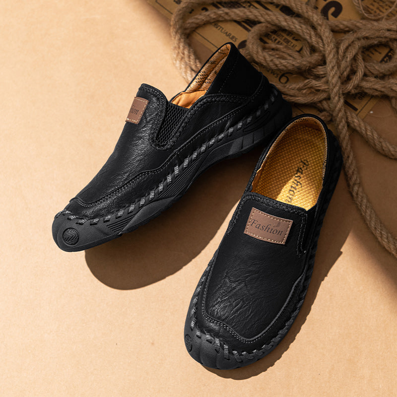 (⏰LAST DAY-70% OFF🛒)Men’s Genuine Leather Outdoor Loafers – Arch Support Slip-On Hiking Walking Shoes, Breathable & Anti-Slip Driving Casual Shoes for Work & Everyday Use