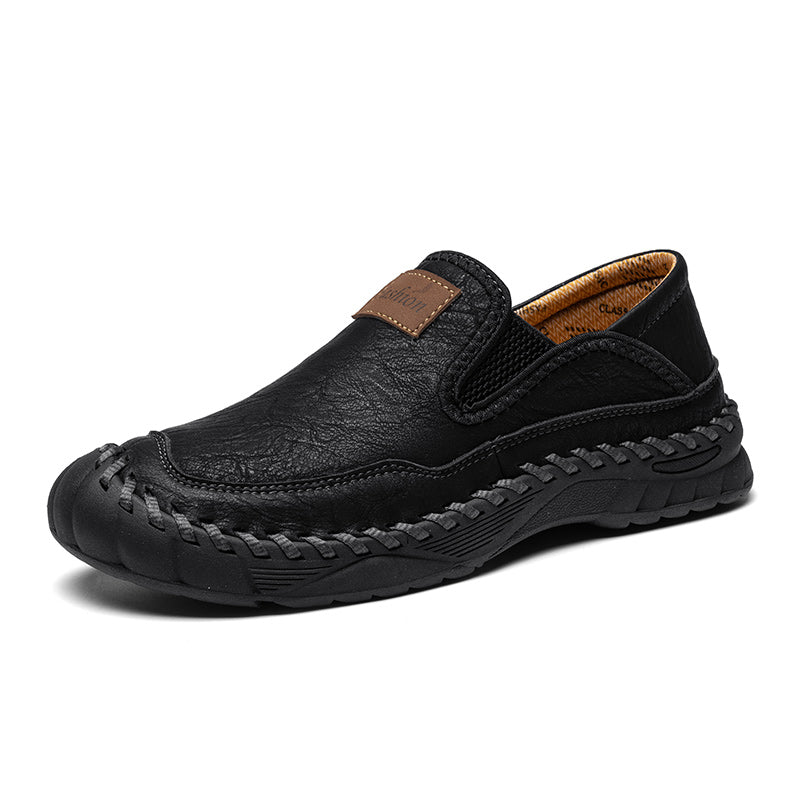 (⏰LAST DAY-70% OFF🛒)Men’s Genuine Leather Outdoor Loafers – Arch Support Slip-On Hiking Walking Shoes, Breathable & Anti-Slip Driving Casual Shoes for Work & Everyday Use