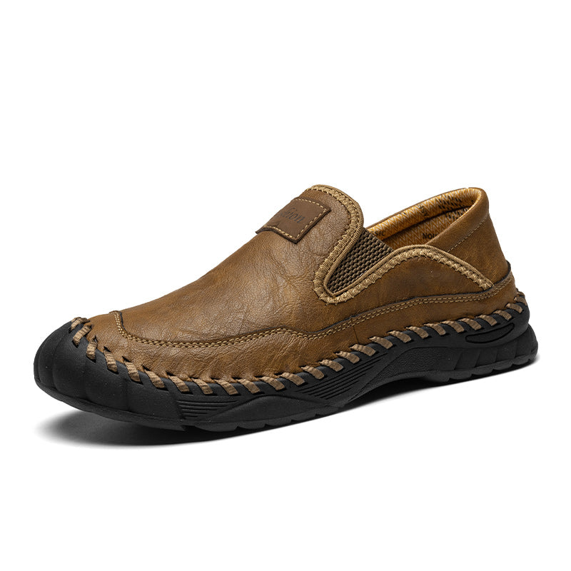 (⏰LAST DAY-70% OFF🛒)Men’s Genuine Leather Outdoor Loafers – Arch Support Slip-On Hiking Walking Shoes, Breathable & Anti-Slip Driving Casual Shoes for Work & Everyday Use