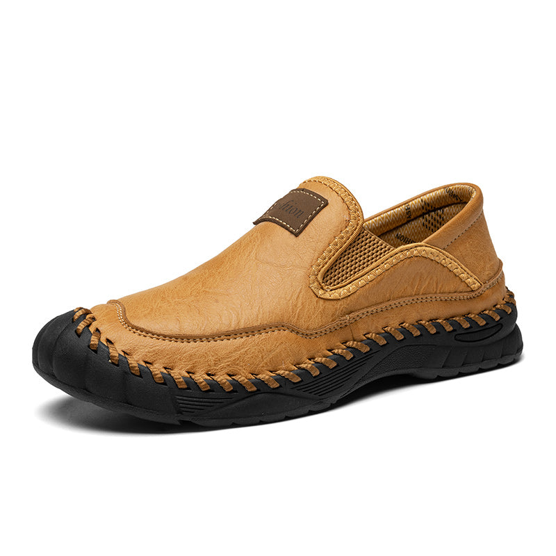 (⏰LAST DAY-70% OFF🛒)Men’s Genuine Leather Outdoor Loafers – Arch Support Slip-On Hiking Walking Shoes, Breathable & Anti-Slip Driving Casual Shoes for Work & Everyday Use