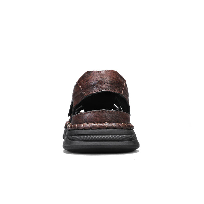 (🎁Free Orthotic Insoles🔥)Men’s Leather Fisherman Sandals with Arch Support – Lightweight, Non-Slip, Breathable Massage Insole & Easy Velcro Closure for All-Day Comfort