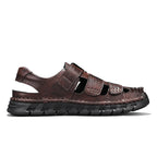 (🎁Free Orthotic Insoles🔥)Men’s Leather Fisherman Sandals with Arch Support – Lightweight, Non-Slip, Breathable Massage Insole & Easy Velcro Closure for All-Day Comfort