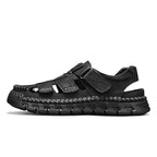 (🎁Free Orthotic Insoles🔥)Men’s Leather Fisherman Sandals with Arch Support – Lightweight, Non-Slip, Breathable Massage Insole & Easy Velcro Closure for All-Day Comfort