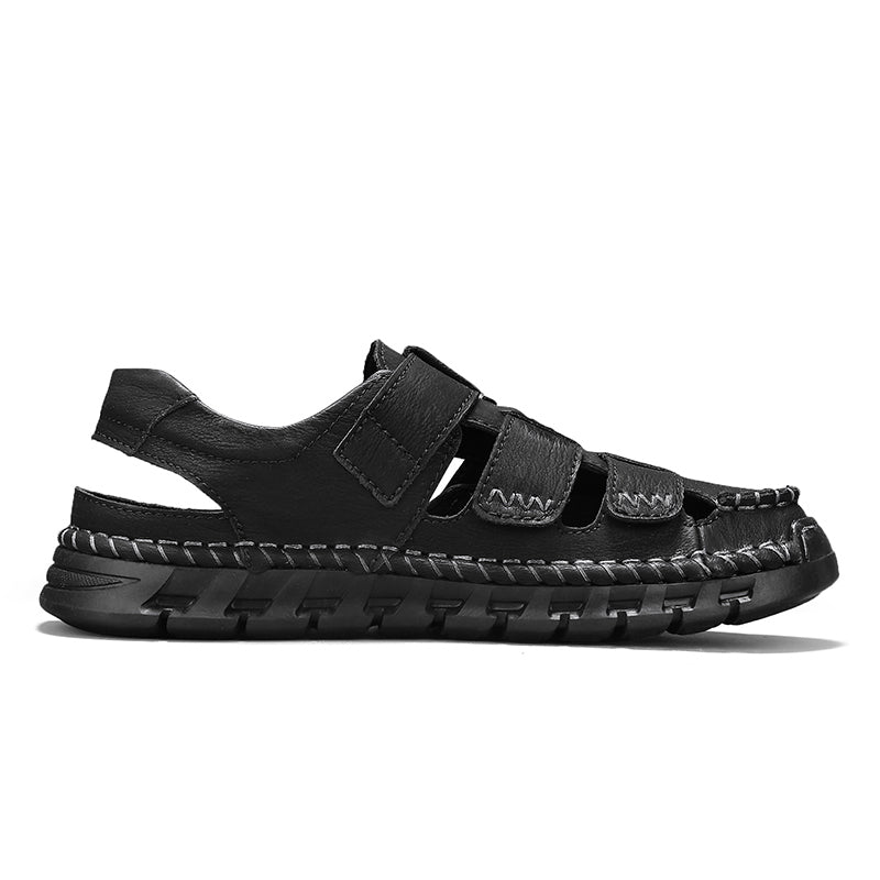 (🎁Free Orthotic Insoles🔥)Men’s Leather Fisherman Sandals with Arch Support – Lightweight, Non-Slip, Breathable Massage Insole & Easy Velcro Closure for All-Day Comfort