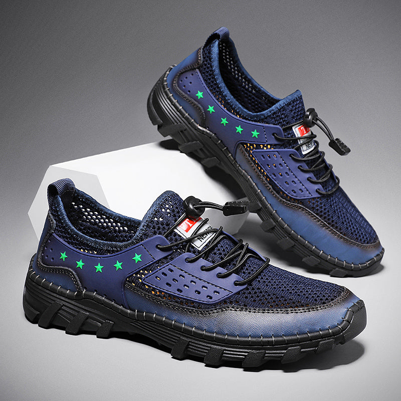 ⏰LAST DAY - 60% OFF🛒 Men's Handcrafted Leather Mesh Shoes – Breathable Quick-Dry Upper, Anti-Slip Rubber Outsole for All-Day Comfort & Support