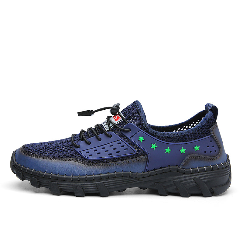 ⏰LAST DAY - 60% OFF🛒 Men's Handcrafted Leather Mesh Shoes – Breathable Quick-Dry Upper, Anti-Slip Rubber Outsole for All-Day Comfort & Support