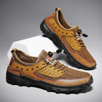 ⏰LAST DAY - 60% OFF🛒 Men's Handcrafted Leather Mesh Shoes – Breathable Quick-Dry Upper, Anti-Slip Rubber Outsole for All-Day Comfort & Support