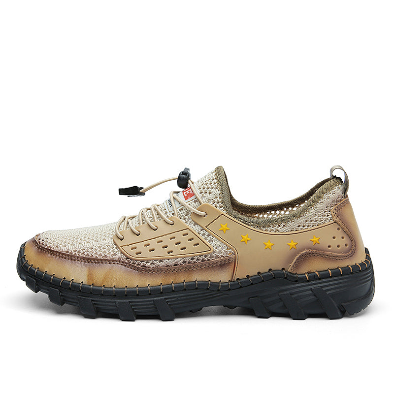 ⏰LAST DAY - 60% OFF🛒 Men's Handcrafted Leather Mesh Shoes – Breathable Quick-Dry Upper, Anti-Slip Rubber Outsole for All-Day Comfort & Support