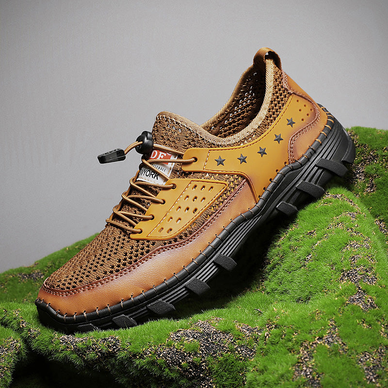 ⏰LAST DAY - 60% OFF🛒 Men's Handcrafted Leather Mesh Shoes – Breathable Quick-Dry Upper, Anti-Slip Rubber Outsole for All-Day Comfort & Support