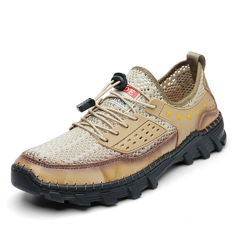⏰LAST DAY - 60% OFF🛒 Men's Handcrafted Leather Mesh Shoes – Breathable Quick-Dry Upper, Anti-Slip Rubber Outsole for All-Day Comfort & Support