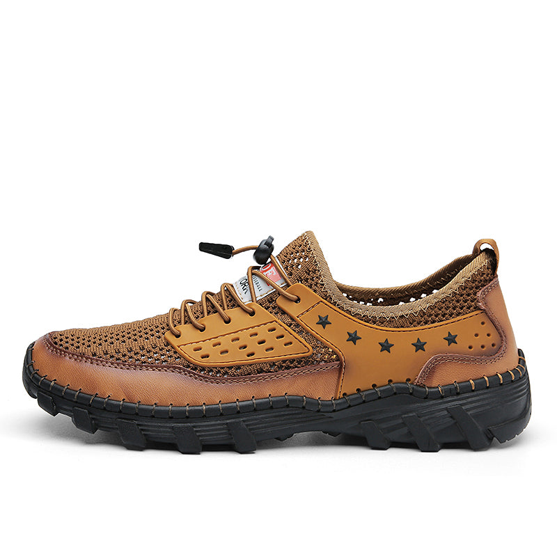 ⏰LAST DAY - 60% OFF🛒 Men's Handcrafted Leather Mesh Shoes – Breathable Quick-Dry Upper, Anti-Slip Rubber Outsole for All-Day Comfort & Support