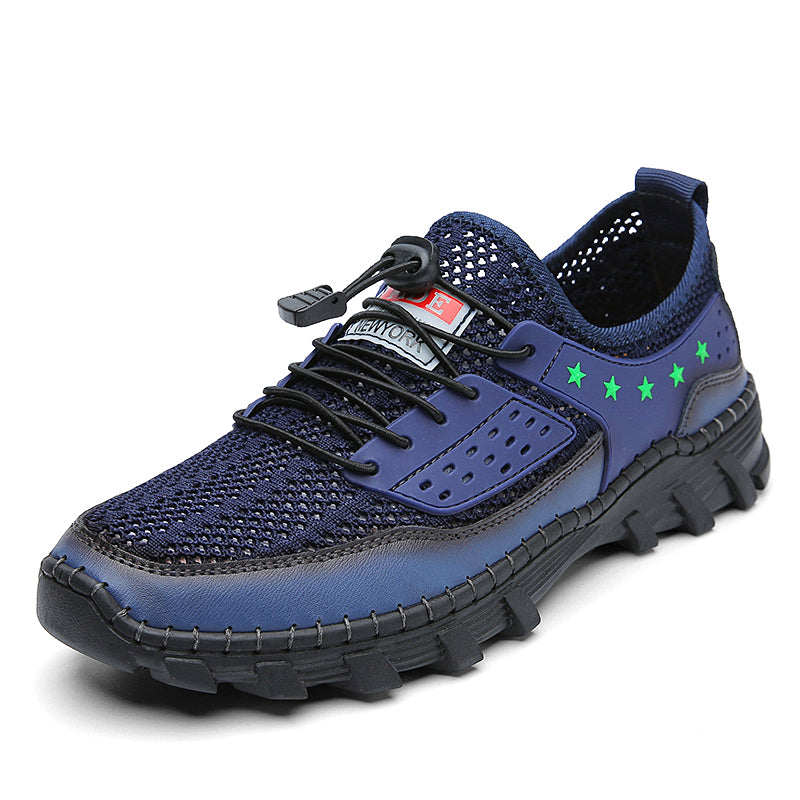 ⏰LAST DAY - 60% OFF🛒 Men's Handcrafted Leather Mesh Shoes – Breathable Quick-Dry Upper, Anti-Slip Rubber Outsole for All-Day Comfort & Support