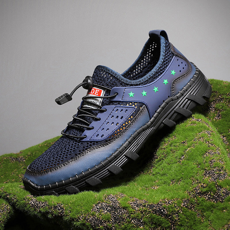 ⏰LAST DAY - 60% OFF🛒 Men's Handcrafted Leather Mesh Shoes – Breathable Quick-Dry Upper, Anti-Slip Rubber Outsole for All-Day Comfort & Support