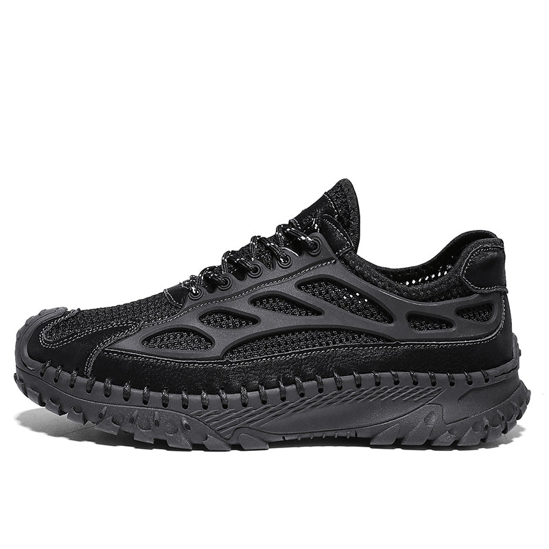 ⏰Limited Time 50% OFF🛒Men's Lace-Up Orthopedic Leather Hiking Shoes – Breathable Mesh, Durable Rubber Sole, Lightweight & Supportive