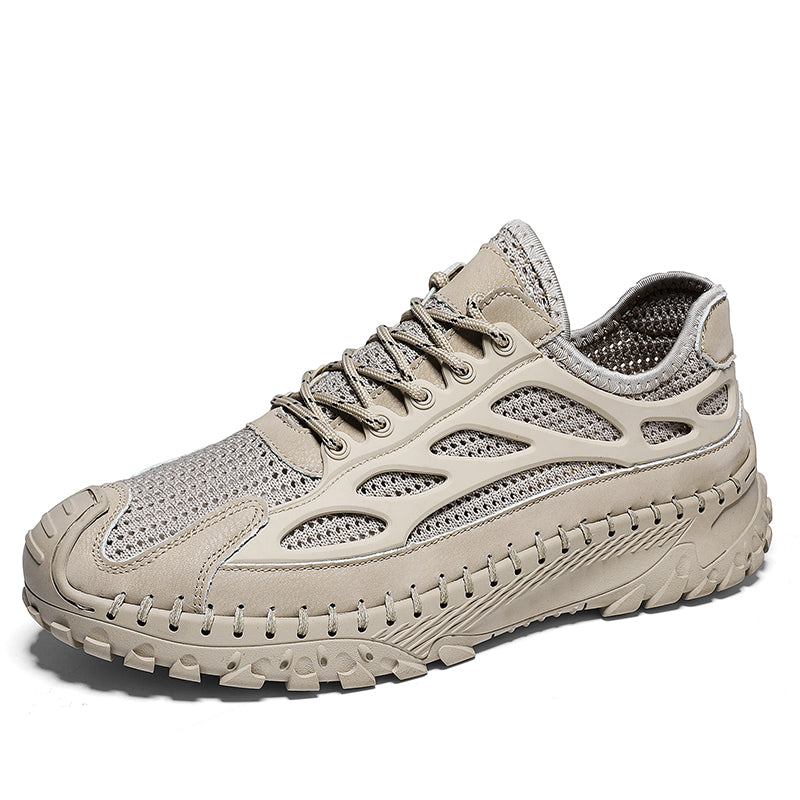 ⏰Limited Time 50% OFF🛒Men's Lace-Up Orthopedic Leather Hiking Shoes – Breathable Mesh, Durable Rubber Sole, Lightweight & Supportive