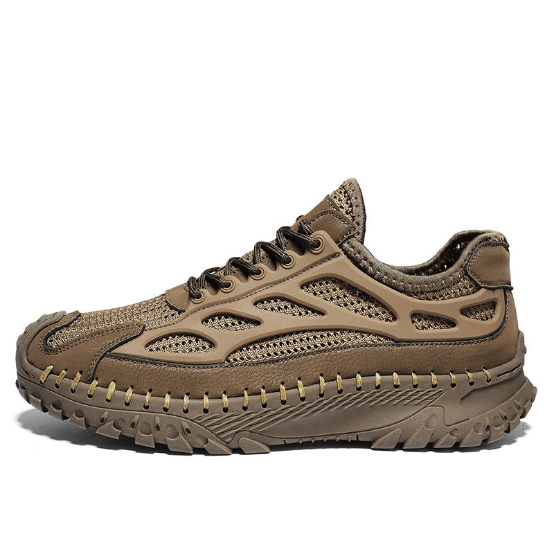 ⏰Limited Time 50% OFF🛒Men's Lace-Up Orthopedic Leather Hiking Shoes – Breathable Mesh, Durable Rubber Sole, Lightweight & Supportive