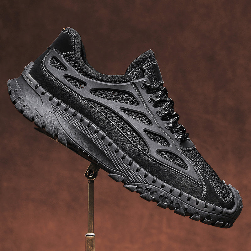 ⏰Limited Time 50% OFF🛒Men's Lace-Up Orthopedic Leather Hiking Shoes – Breathable Mesh, Durable Rubber Sole, Lightweight & Supportive