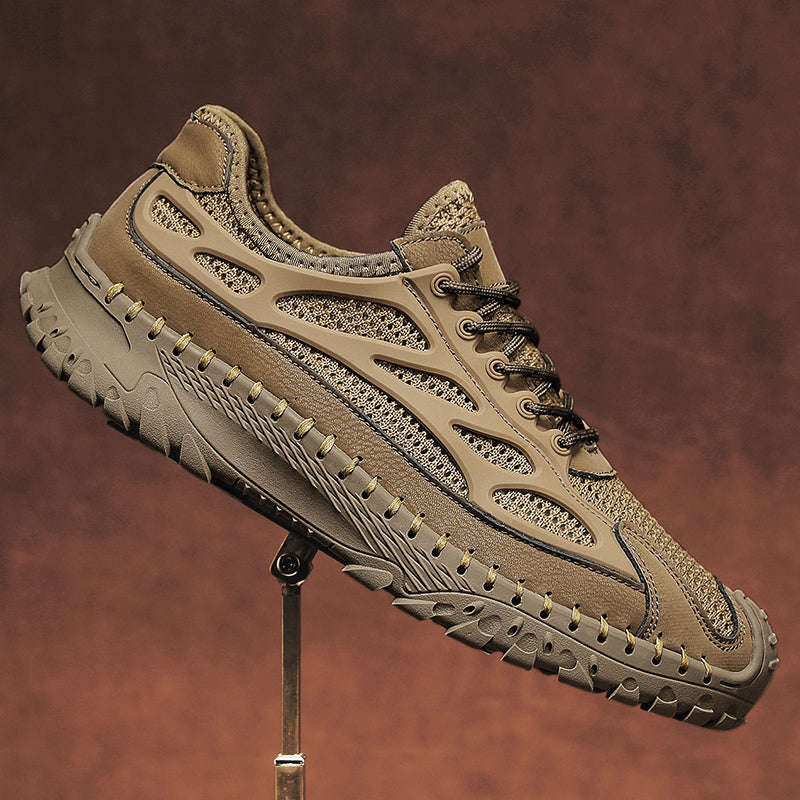 ⏰Limited Time 50% OFF🛒Men's Lace-Up Orthopedic Leather Hiking Shoes – Breathable Mesh, Durable Rubber Sole, Lightweight & Supportive