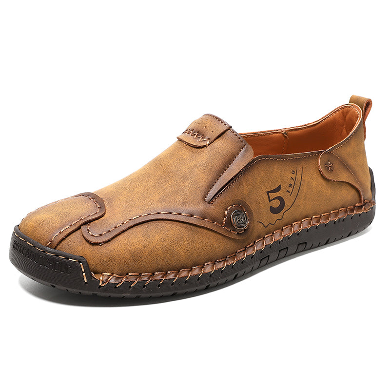 (🎁Free Orthotic Insoles🔥)Men’s Leather Slip-On Loafers – Comfortable, Breathable & Supportive Driving Shoes with Grippy Sole for Daily Wear